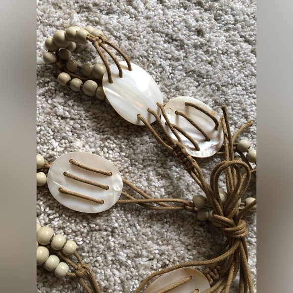 Vintage boho Shell and Beaded string belt 54” length bohemian - Picture 5 of 8